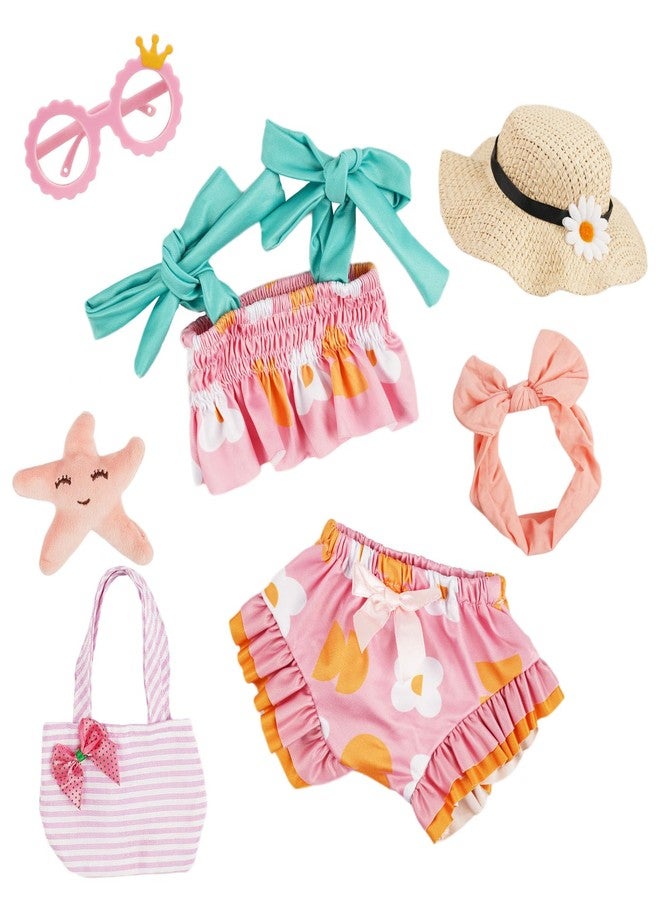 BABESIDE 7-Piece Reborn Baby Doll Clothes Set for 16-20 Inch Dolls, Washable Floral Outfit for Realistic Babydoll with Hat, Bag and Headband, Baby Doll Accessories Pretend Play Set for Kids Toddlers - Image 1